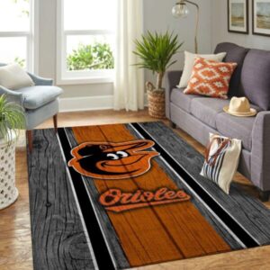 Baltimore Orioles Mlb Area Rugs Baseball Team Logo Wooden Style
