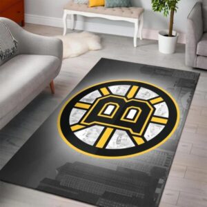 Boston Bruins Area Rug Nhl Ice Hockey Team Logo V4617