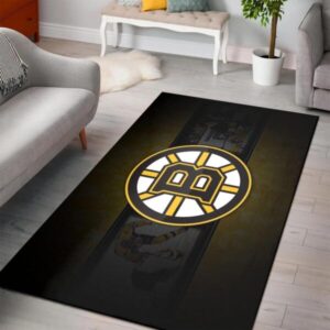 Boston Bruins Area Rug Nhl Ice Hockey Team Logo V4618