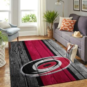 Carolina Hurricanes Nhl Team Logo Area Rugs Wooden Style Sports