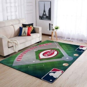 Cincinnati Reds Area Rug Mlb Baseball Team Logo V6655