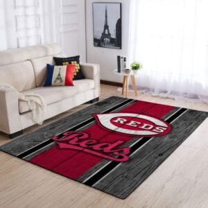 Cincinnati Reds Mlb Area Rugs Baseball Team Logo Wooden Style