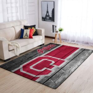 Clevel Indians Mlb Team Logo Area Rugs Wooden Style Sports