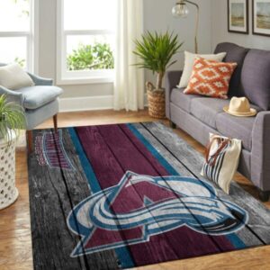 Colorado Avalanche Nhl Team Logo Area Rugs Wooden Style Sports