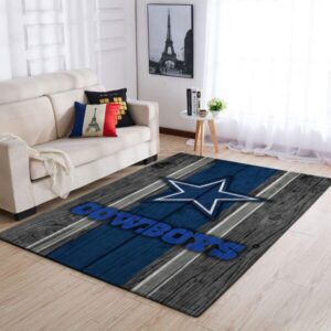 Dallas Cowboys Nfl Area Rugs Football Team Logo Wooden Style