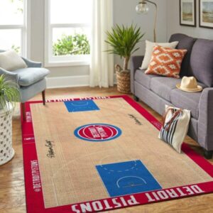 Detroit Pistons Court Area Rug Nba Basketball Team Logo
