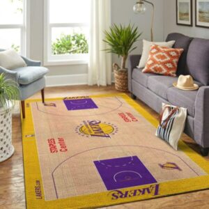 La Lakers Court Area Rug Nba Basketball Team Logo V11104