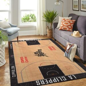 Los Angeles Clippers Court Area Rug Nba Basketball Team Logo