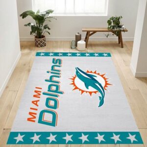 Miami Dolphins Banner Nfl Logo Area Rug For Gift Bedroom Rug Us D