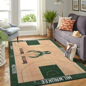 Milwaukee Bucks Court Area Rug Nba Basketball Team Logo