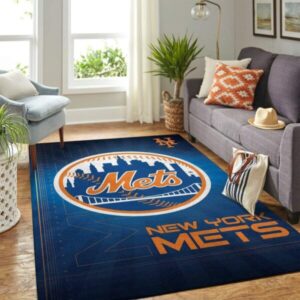 New York Mets Mlb Area Team Logo Sports Rug Regtangle