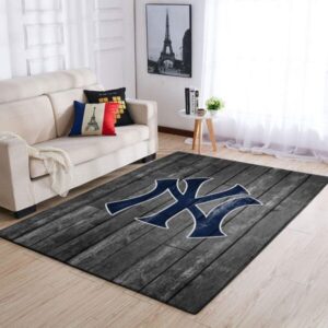 New York Yankees Mlb Area Baseball Team Logo Wooden Rug Regtangle