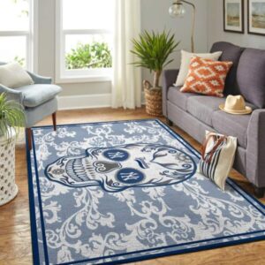 New York Yankees Mlb Area Team Logo Skull Style Sports Rug Regtangle