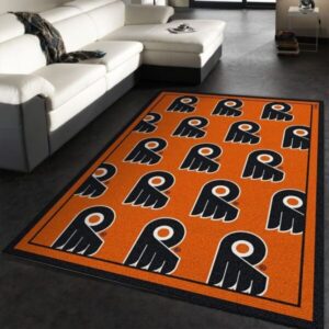 Nhl Repeat Philadelphia Flyers Area Rug Bed Room Regtangle