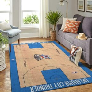 Oklahoma City Thunder Court Area Rug Nba Basketball Team Logo