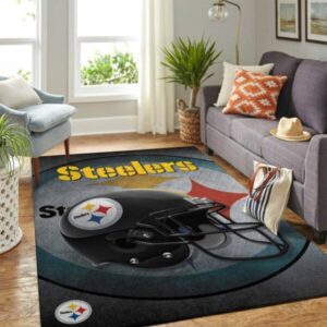 Pittsburgh Steelers Nfl Area Team Helmet Sports Rug Regtangle