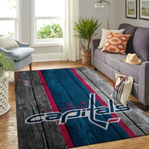 Washington Capitals Nhl Team Logo Area Rugs Wooden Style Sports